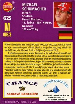 2003 Stadion World Stars #625 Michael Schumacher Back