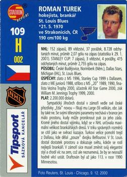 2001 Stadion World Stars #109 Roman Turek Back