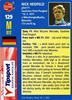 2001 Stadion World Stars #129 Nick Heidfeld Back