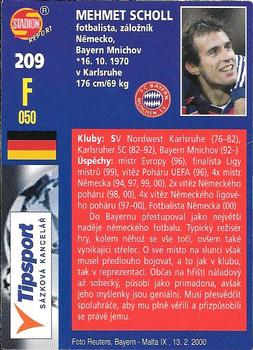 2001 Stadion World Stars #209 Mehmet Scholl Back