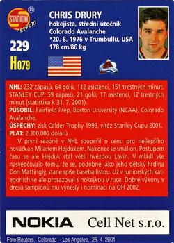 2001 Stadion World Stars #229 Chris Drury Back