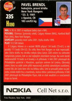 2001 Stadion World Stars #235 Pavel Brendl Back