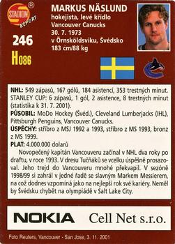 2001 Stadion World Stars #246 Marcus Näslund Back