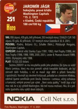 2001 Stadion World Stars #251 Jaromír Jágr Back