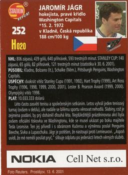2001 Stadion World Stars #252 Jaromír Jágr Back