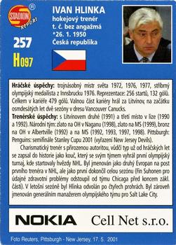 2001 Stadion World Stars #257 Ivan Hlinka Back