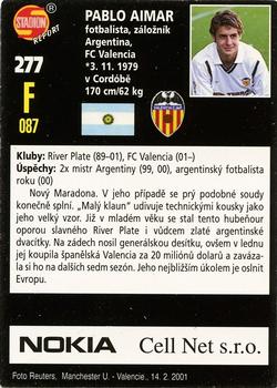 2001 Stadion World Stars #277 Pablo Aimar Back