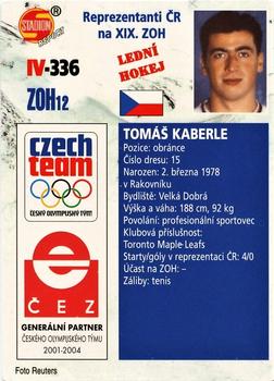 2002 Stadion World Stars #336 Tomáš Kaberle Back