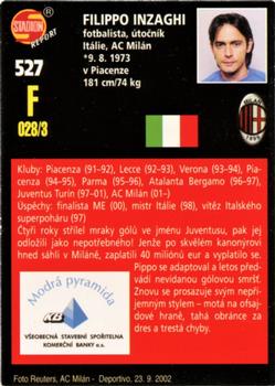 2002 Stadion World Stars #527 Filippo Inzaghi Back