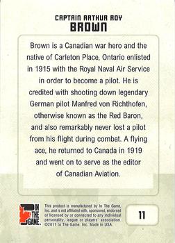 2011 In The Game Canadiana - Sapphire #11 Captain Arthur Roy Brown Back