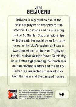 2011 In The Game Canadiana - Sapphire #42 Jean Beliveau Back