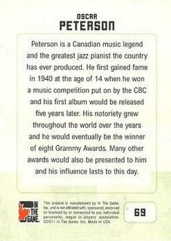 2011 In The Game Canadiana - Sapphire #69 Oscar Peterson Back