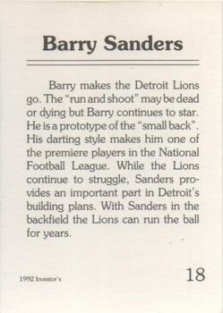 1992 Investor's Journal - Colors Foil #18 Barry Sanders Back