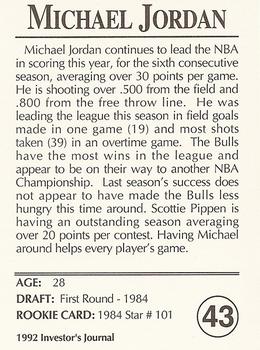 1992 Investor's Journal - Colors Foil #43 Michael Jordan Back