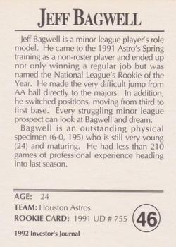1992 Investor's Journal - Colors Foil #46 Jeff Bagwell Back