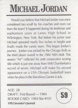 1992 Investor's Journal - Colors Foil #59 Michael Jordan Back