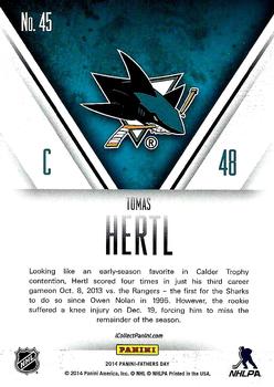 2014 Panini Father's Day - Thick #45 Tomas Hertl Back