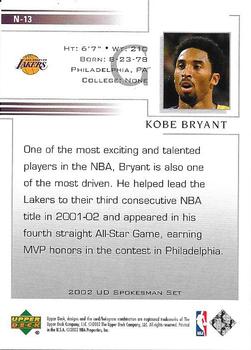 2002 Upper Deck National Convention #N-13 Kobe Bryant Back