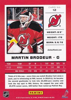 2012 Panini National Convention - Holo #12 Martin Brodeur Back