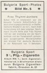 1932 Bulgaria Sport Photos #5 Leni Junker [Frau Thymm-Junkers] Back