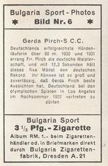1932 Bulgaria Sport Photos #6 Gerda Pirch-S.C.C. Back