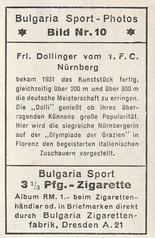 1932 Bulgaria Sport Photos #10 Marie Dollinger [Frl. Dollinger vom 1.F.C. Nürnberg] Back