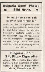 1932 Bulgaria Sport Photos #15 Selma Grieme [Selma Grieme von den Bremer Sportfreunden] Back