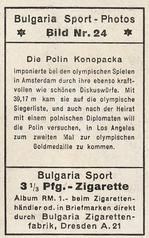 1932 Bulgaria Sport Photos #24 Halina Konopacka [Die Polin Konopacka] Back