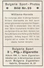 1932 Bulgaria Sport Photos #29 Percy Williams [Williams - Kanada] Back