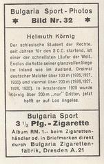 1932 Bulgaria Sport Photos #32 Helmuth Körnig Back