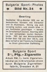 1932 Bulgaria Sport Photos #34 Ernst Geerling [Geerling] Back
