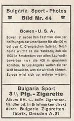 1932 Bulgaria Sport Photos #44 Pete Bowen [Bowen - U.S.A.] Back