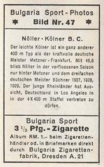 1932 Bulgaria Sport Photos #47 Hans Nöller [Nöller - Kölner B.C.] Back