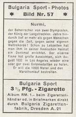 1932 Bulgaria Sport Photos #57 Paavo Nurmi [Nurmi] Back