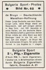 1932 Bulgaria Sport Photos #62 Paul de Bruyn [de Bruyn - Deutschlands Marathon-Hoffnung] Back