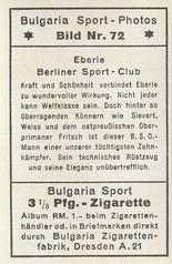 1932 Bulgaria Sport Photos #72 Wolrad Eberle [Eberle Berliner Sport-Club] Back