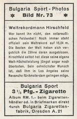1932 Bulgaria Sport Photos #73 Emil Hirschfeld [Weltrekordmann Hirschfeld] Back