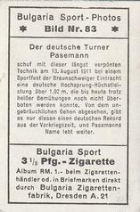 1932 Bulgaria Sport Photos #83 Robert Pasemann [Der deutsche Turner Pasemann] Back