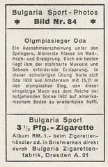 1932 Bulgaria Sport Photos #84 Mikio Oda [Olympiasieger Oda] Back