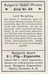 1932 Bulgaria Sport Photos #86 Lord Burghley Back