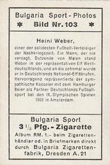 1932 Bulgaria Sport Photos #103 Heinrich Weber Back