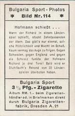 1932 Bulgaria Sport Photos #114 Richard Hofmann Back