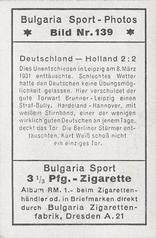 1932 Bulgaria Sport Photos #139 Georg Brunner / Walter Hardeland -Germany vs. Holland 2:2 [Deutschland-Holland 2:2] Back