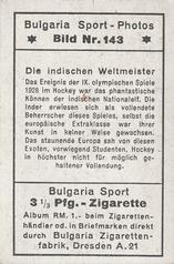 1932 Bulgaria Sport Photos #143 The World Champions From India [Die indischen Weltmeister] Back