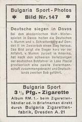 1932 Bulgaria Sport Photos #147 Walther von Mumm / v.Schrattenberg [Deutsche siegen in Davos] Back