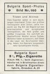1932 Bulgaria Sport Photos #160 Bill Tilden / Alonso [Tilden und Alonso] Back