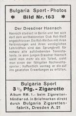 1932 Bulgaria Sport Photos #163 Haensch [Der Dresdner Haensch] Back