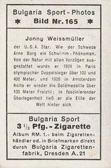 1932 Bulgaria Sport Photos #165 Johnny Weissmuller [Jonny Weissmüller] Back