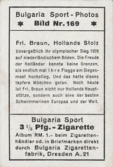 1932 Bulgaria Sport Photos #169 Marie Braun [Frl. Braun, Hollands Stolz] Back