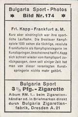 1932 Bulgaria Sport Photos #174 Anneliese Kapp [Frl. Kapp - Frankfurt a.M.] Back
